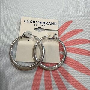 Lucky Brand Classic Polished Silver-Tone Large Hoop Earrings